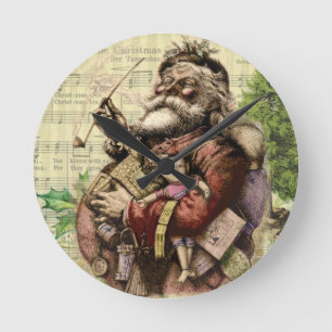Santa Claus Classic Thomas Nast Illustration  Round Clock