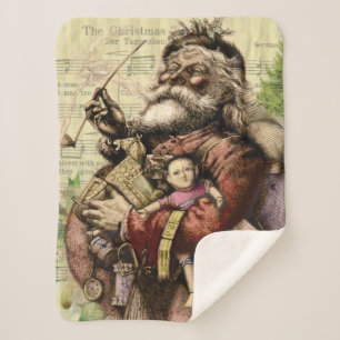 Santa Claus Classic Thomas Nast Illustration Sherpa Blanket