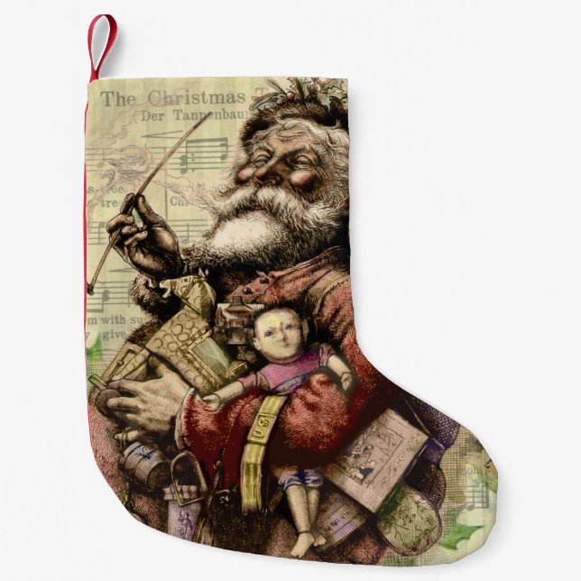 Santa Claus Classic Thomas Nast Illustration  Small Christmas Stocking (Front)