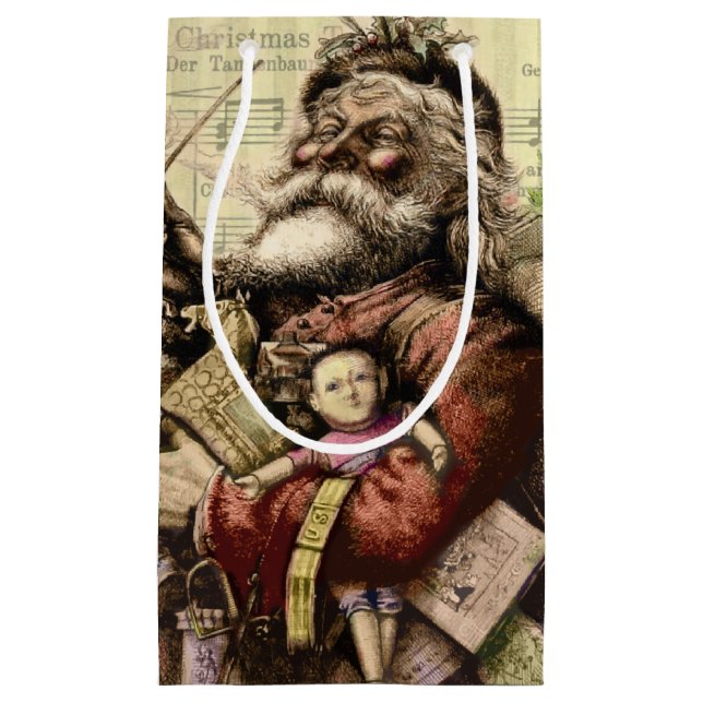 Santa Claus Classic Thomas Nast Illustration  Small Gift Bag (Front)
