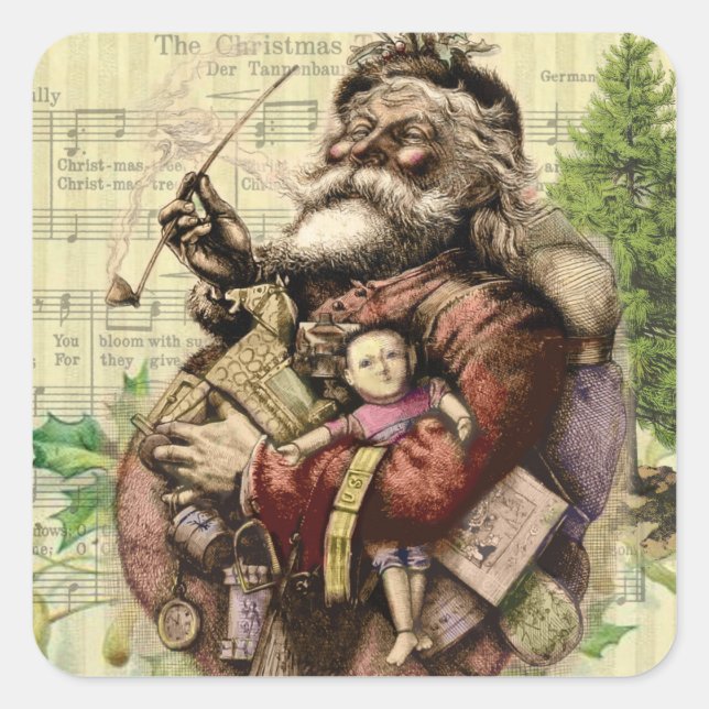Santa Claus Classic Thomas Nast Illustration  Square Sticker (Front)