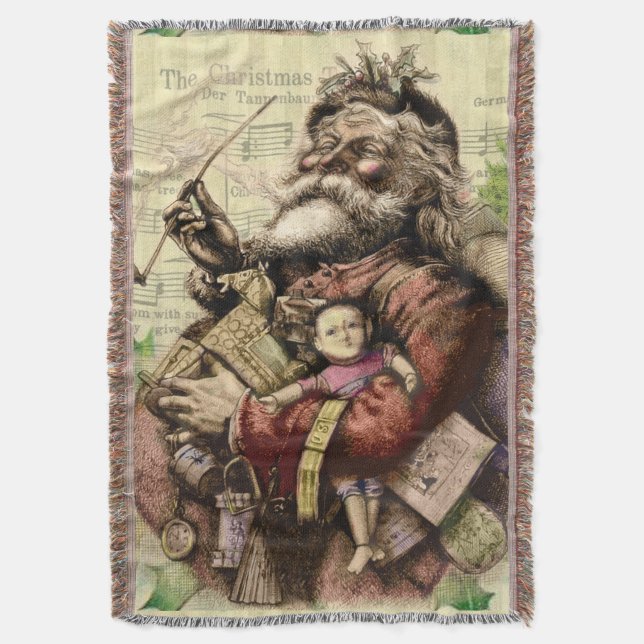 Santa Claus Classic Thomas Nast Illustration  Throw Blanket (Front Vertical)