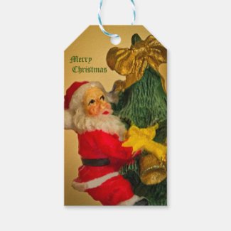 Santa Claus Climbing the Christmas Tree - Vintage