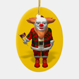 Santa Claus Clown Ceramic Ornament