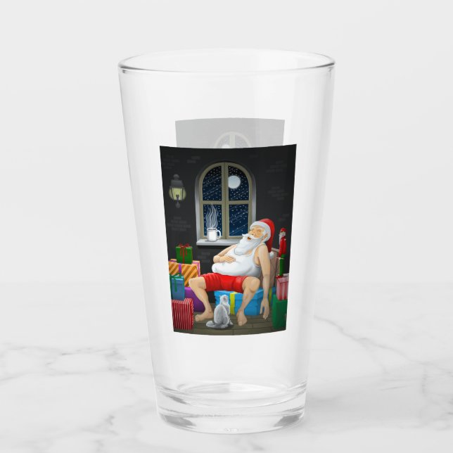 Santa Claus Coffee Time Glass (Front)