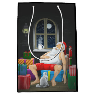 Santa Claus Coffee Time Medium Gift Bag