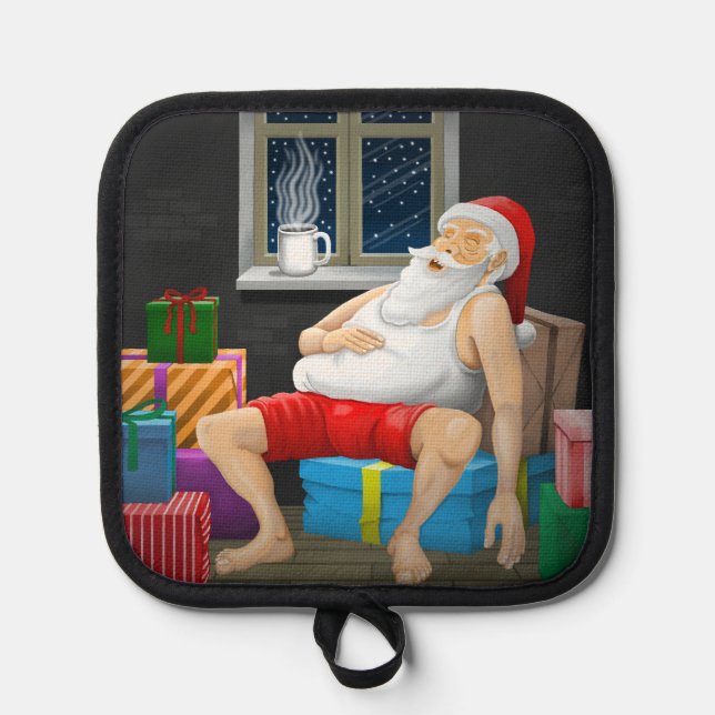 Santa Claus Coffee Time Pot Holder (Front)