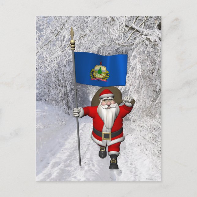 Santa Claus Comes To Vermont Holiday Postcard (Front)