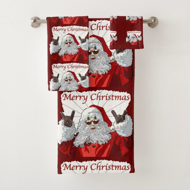  Santa Claus cool  Bath Towel Set (Insitu)