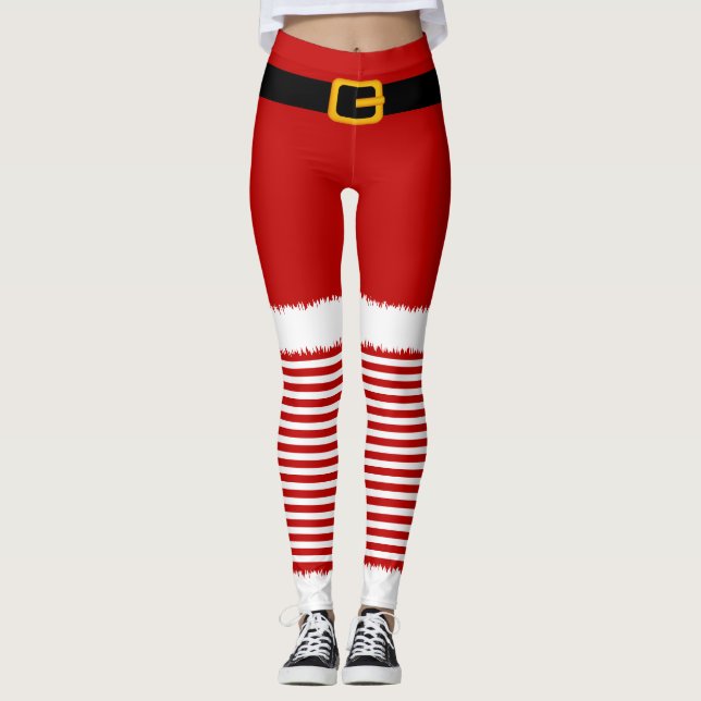Santa Claus Costume Christmas Leggings (Front)