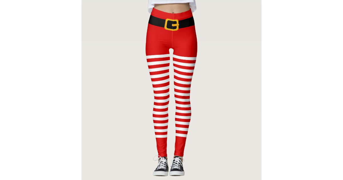 Santa Claus Costume Christmas Leggings | Zazzle
