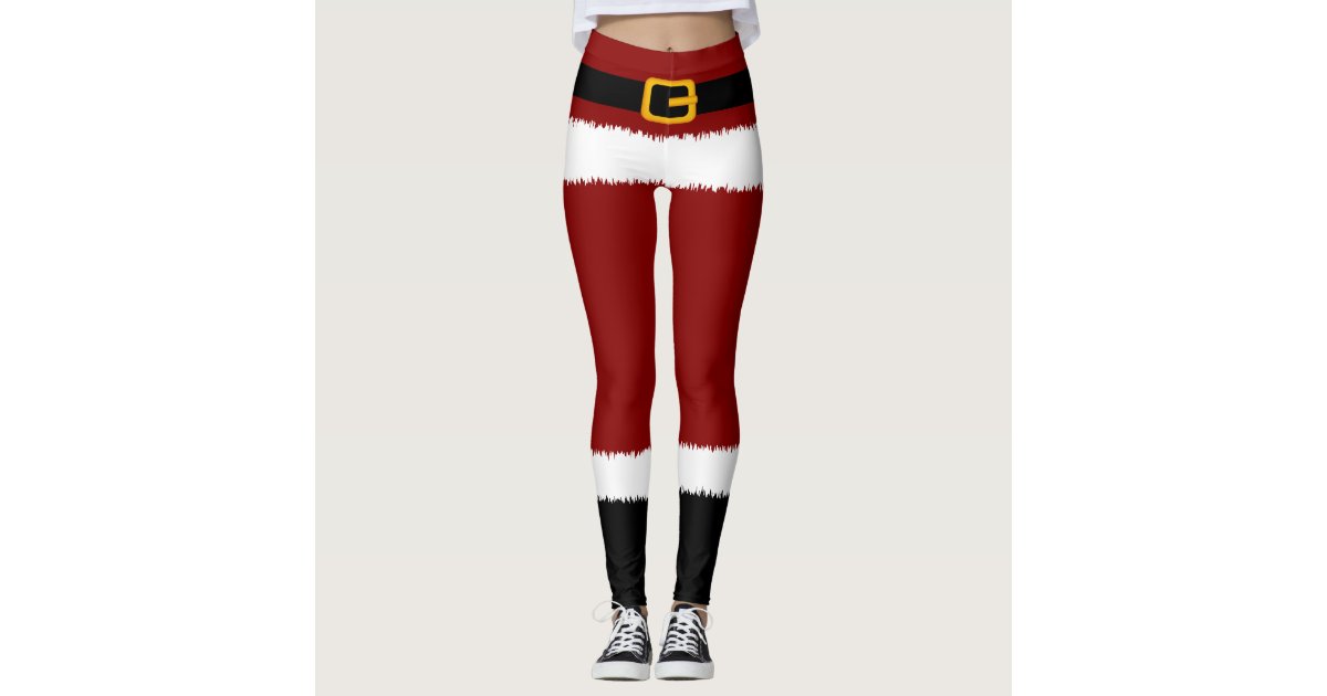 Santa Claus Costume Christmas Leggings | Zazzle