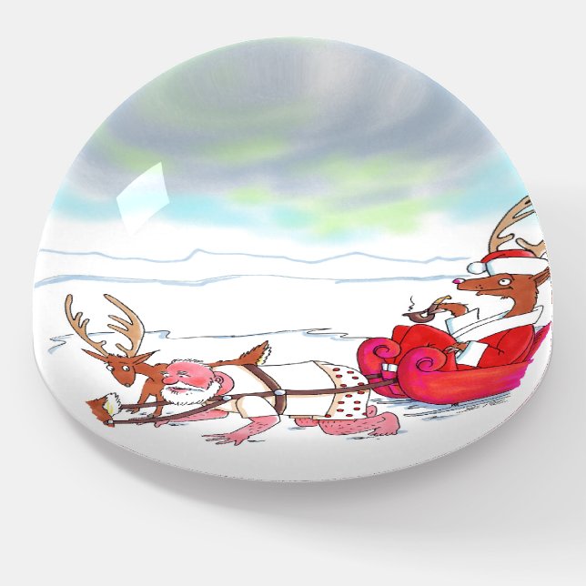 Santa Claus Coup glass dome paperweight (Angled)