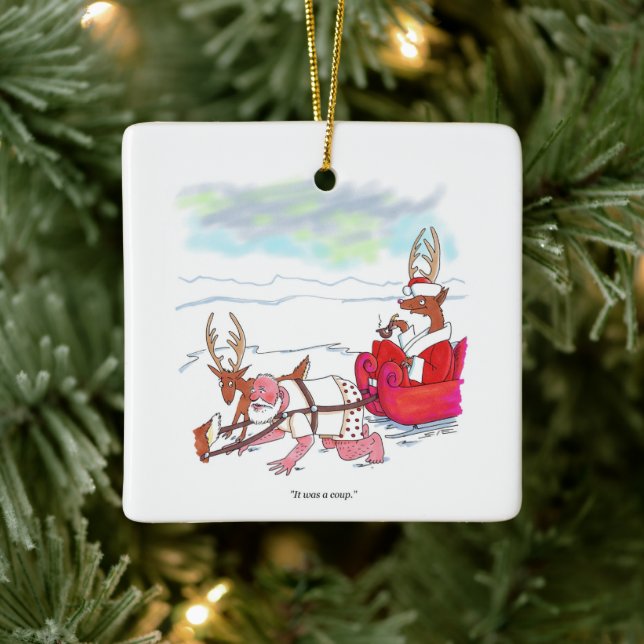 Santa Claus Coup square ceramic ornament (Tree)