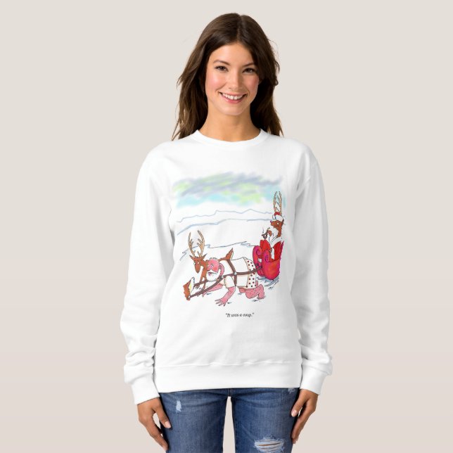 Santa Claus Coup women white sweatshirt (Front Full)