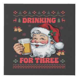 Santa Claus Couple Chirstmas Faux Canvas Print