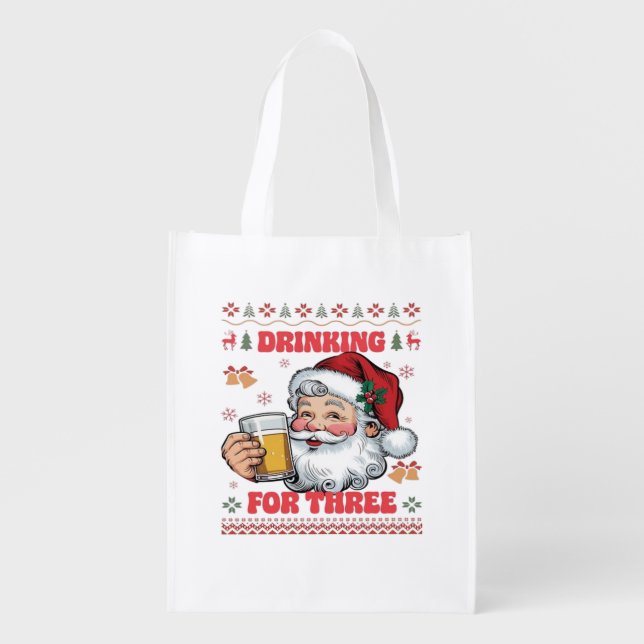 Santa Claus Couple Chirstmas  Grocery Bag (Front)