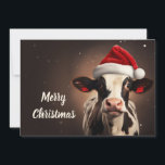 Santa Claus Cow Christmas Holiday Card<br><div class="desc">cow smile snow merry , christmas bull santa claus,  buffalo happy cute hat , winter holiday ,  christmas animal,  funny cow</div>