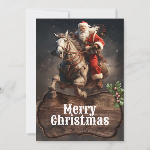 Santa Claus Cowboy Art Holiday Card