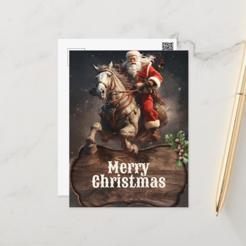 Santa Claus Cowboy Art Postcard