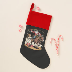 Santa Claus Cowboy Vintage Christmas Horse Cow Christmas Stocking