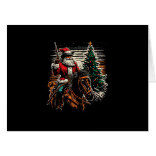 Santa Claus Cowboy - Vintage Christmas Tree Cowboy Card