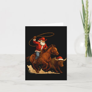Santa Claus Cowboy Vintage Western Christmas Pajam Card