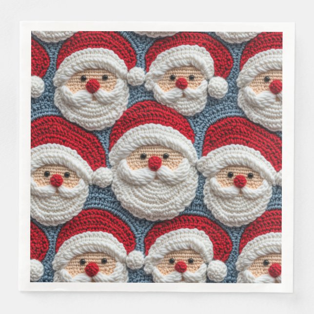 Santa Claus crochet pattern Paper Dinner Napkins (Front)