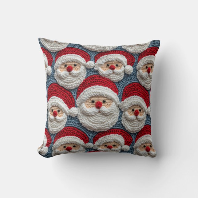 Santa Claus crochet pattern Throw Pillow (Front)