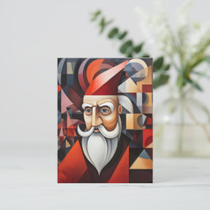 Santa Claus Cubism Holiday Postcard