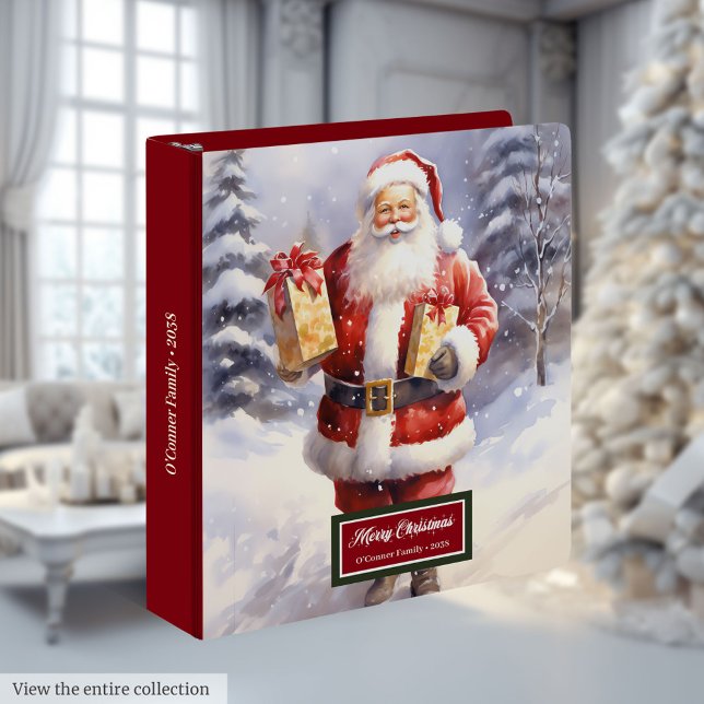 Santa Claus Custom Binder Watercolor Christmas Gif (Santa Claus Custom Binder Watercolor Christmas Gift)