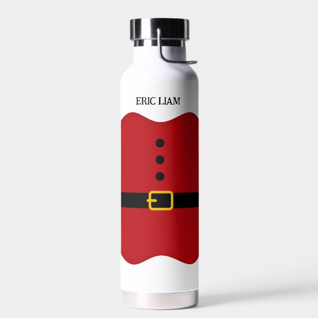 Santa Claus Custom Name Christmas Gift Water Bottle (Left)