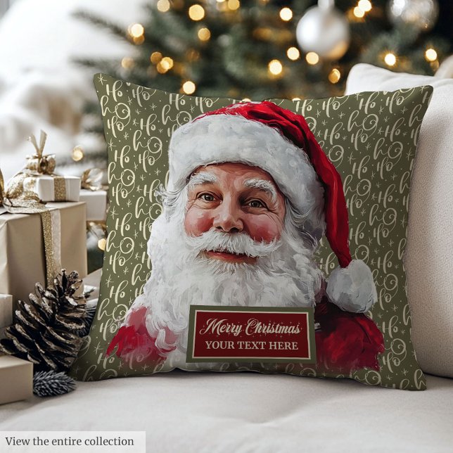  Santa Claus Custom Name Traditional Holiday Throw Pillow (Santa Claus Custom Name Traditional Holiday Throw Pillow )