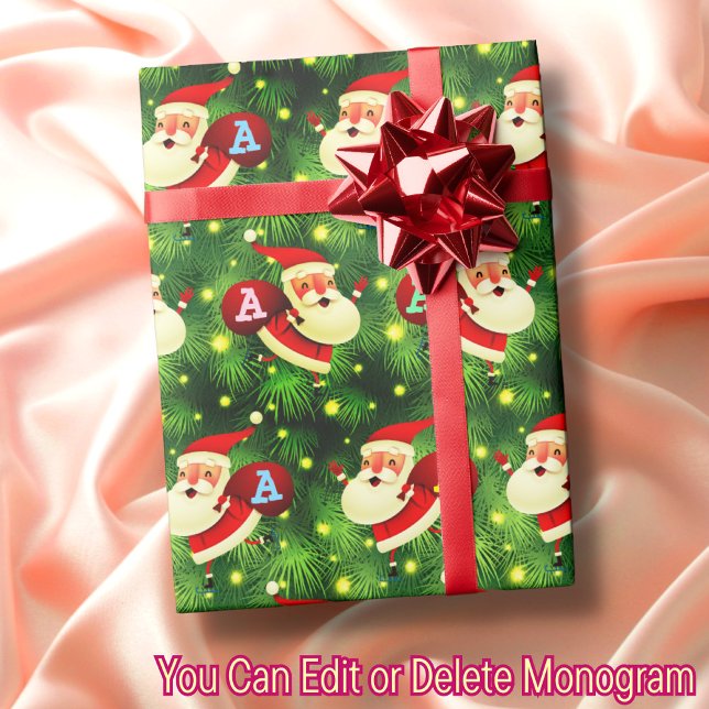 Santa Claus | Custom your monogram on Santa's Bag  Wrapping Paper (Creator Uploaded)
