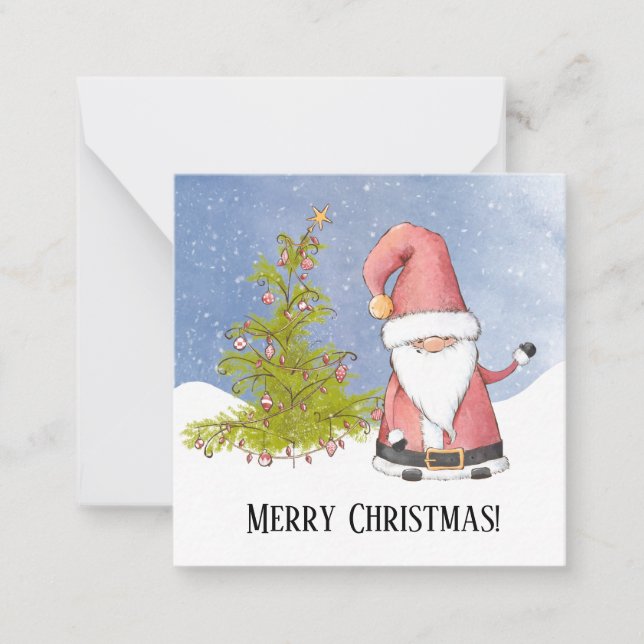 Santa Claus Customer Merry Christmas Note Card (Front)