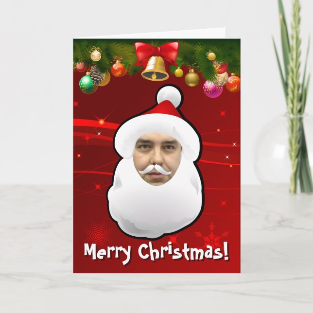 Santa Claus Customized With Your Own Face Holiday Card (Front)