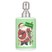 Santa Claus Cute Animals Merry Christmas Soap Dispenser & Toothbrush Holder (Front)
