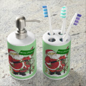 Santa Claus Cute Animals Merry Christmas Soap Dispenser & Toothbrush Holder (Front)