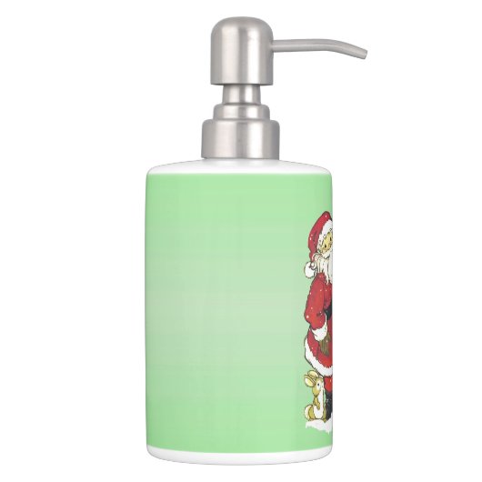 Santa Claus Cute Animals Merry Christmas Soap Dispenser & Toothbrush Holder (Right)