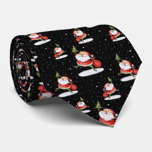 Santa Claus Cute Christmas watercolor painting Nec Neck Tie