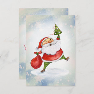 Santa Claus Cute Christmas watercolor Thank You Card