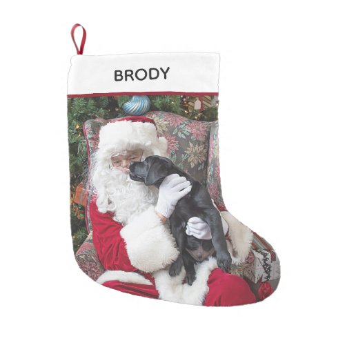 Santa Claus Cute Puppy Dog Black Labrador Small Christmas Stocking