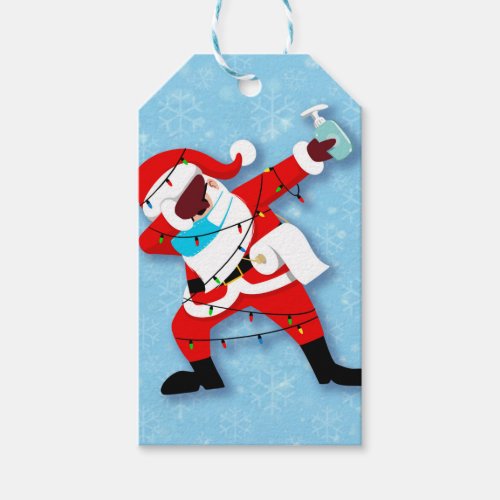 Santa Claus Dabbing Christmas covid Gift Tags