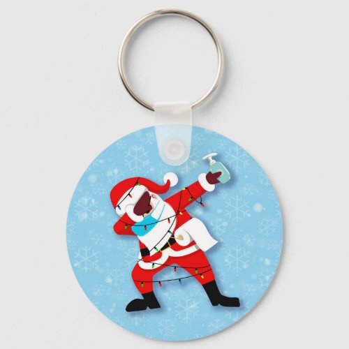 Santa Claus Dabbing Christmas covid Keychain