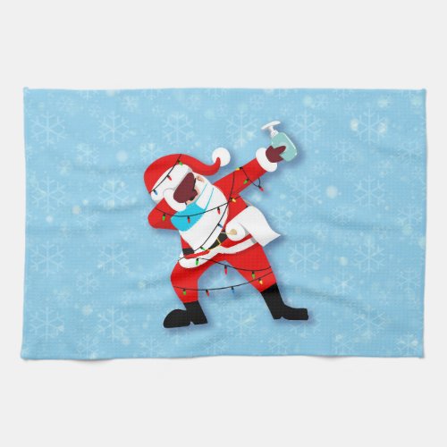 Santa Claus Dabbing Christmas covid Kitchen Towel