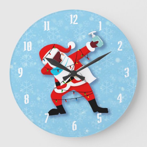 Santa Claus Dabbing Christmas covid Large Clock