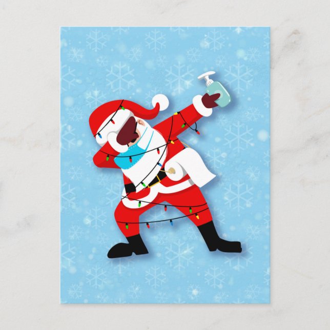 Santa Claus Dabbing Christmas covid Postcard (Front)