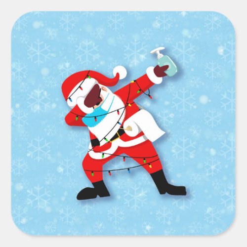 Santa Claus Dabbing Christmas covid Square Sticker