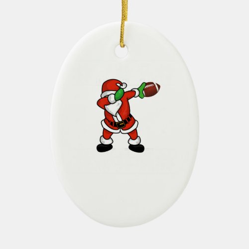 Santa Claus dabbing Christmas Football touchdown Ceramic Ornament