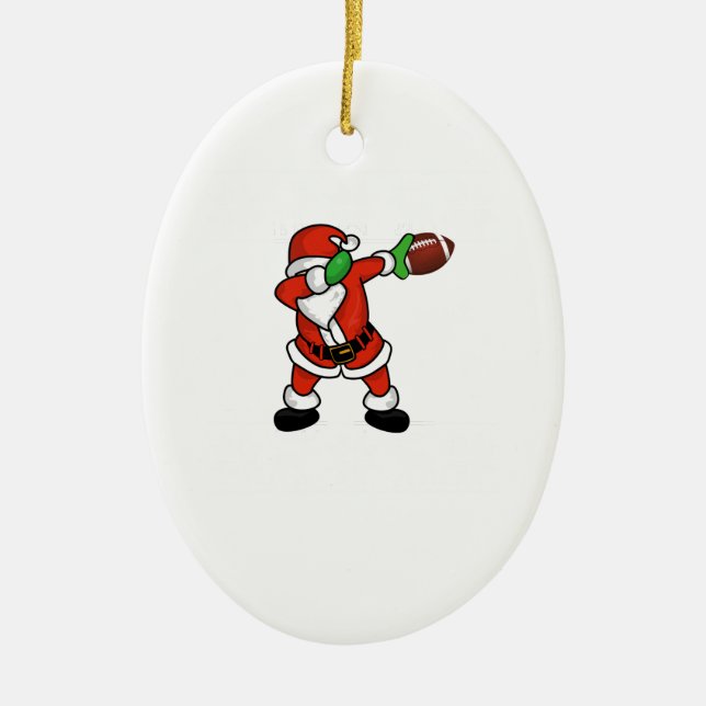 Santa Claus dabbing Christmas Football touchdown Ceramic Ornament (Front)